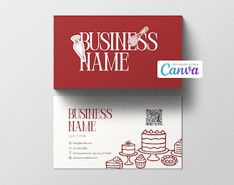 Editable Bakery Business Card Template: Pastry Chef Design (Canva Printable)
