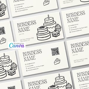 Modelo de cartão de visita editável para padaria | Cartão Canva para confeitaria | Marca de confeiteiro para impressão | Cartão de visita digital para confeiteiros