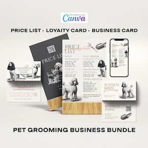 Pet Grooming Business Kit: Price List, Loyalty & Business Card Templates