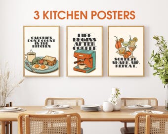Retro Kitchen Print Set: Funny Food & Drink Quotes (Digital Download)