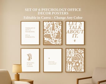 Minimalist Mental Health Posters: Therapy Office Decor (Canva Editable, Digital Download)