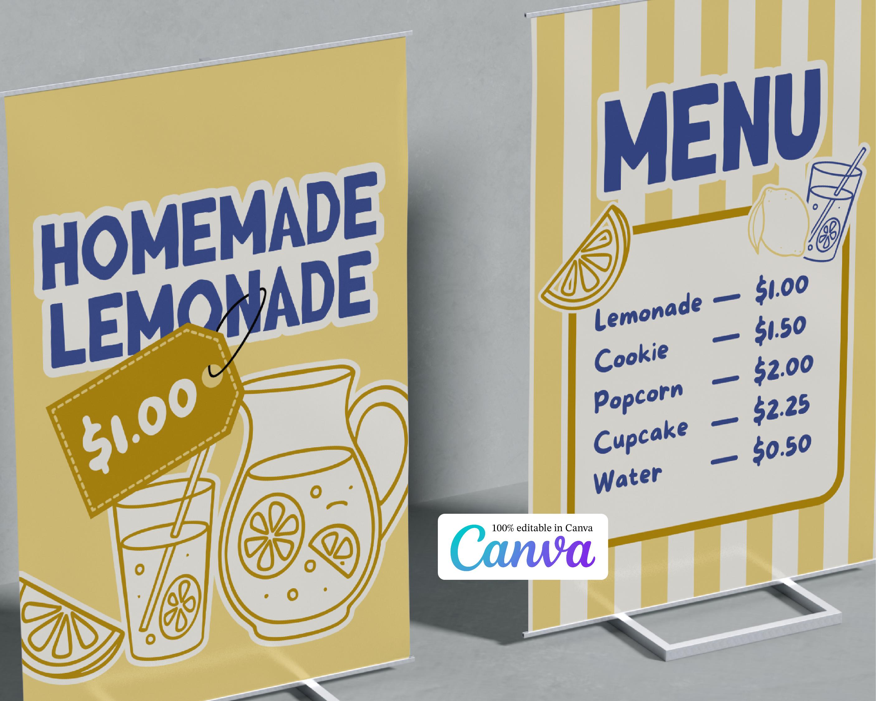 Lemonade Stand Printable Kit: Editable Signs, Banner & Invitation ...