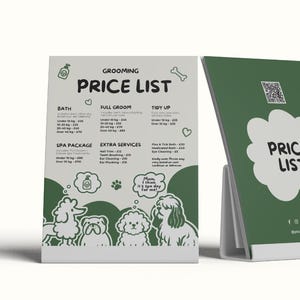 Curated visual reference: Fresh Look at Dog Grooming Price List Template Editable Pet Spa Menu Digital