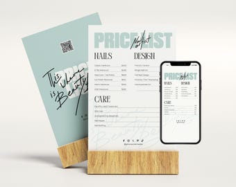 Modello di listino prezzi per salone di bellezza: design Canva modificabile (download immediato)