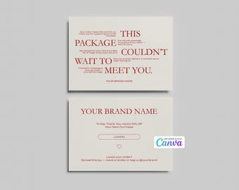 Bearbeitbare Danksagungskartenvorlage: Small Business Insert (Canva Template)