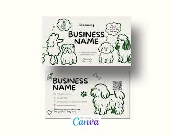 Dog Grooming Business Card Template | Pet Salon Design (Canva Editable)