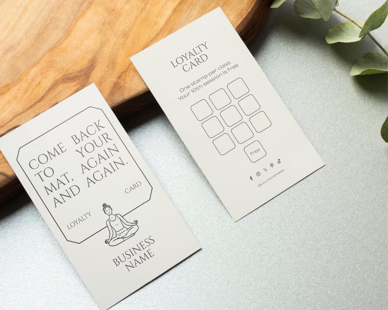 Yoga Loyalty Card Template Canva: Printable Wellness Studio Reward Card ...