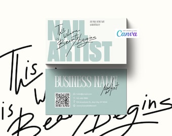 Modern Nail Artist Business Card Template: Editable Canva Design