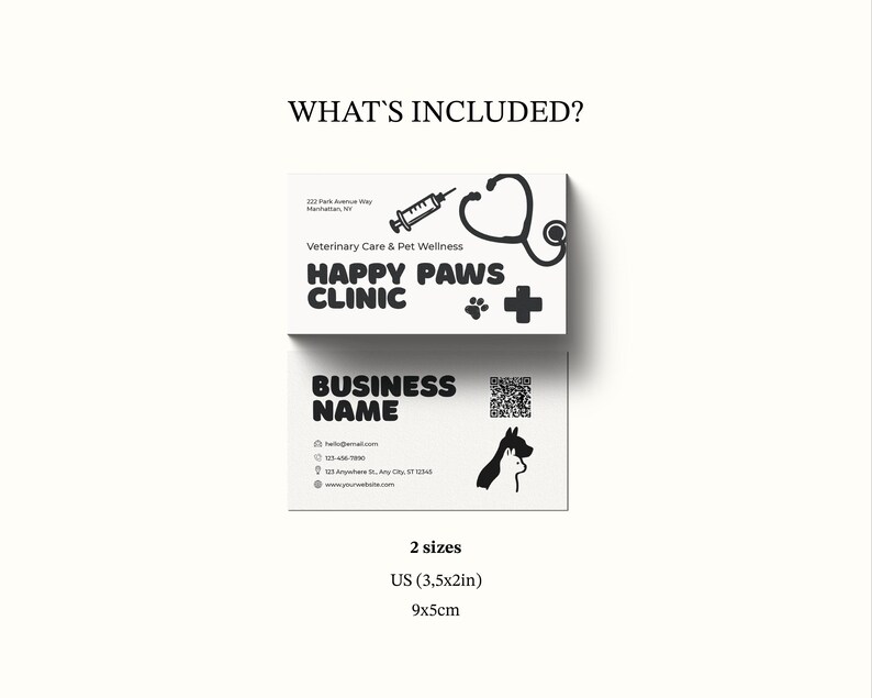 Veterinary Business Card Template: Editable Pet Clinic Design (canva ...