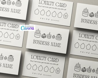 Bakery Loyalty Card Template: Cake Shop Reward Card (Canva Editable, Printable PDF)