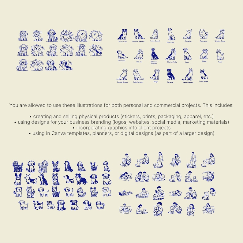 220 Icon 220+ Hand Drawn Dog Icons Bundle, Pet Care Illustrations, Breeds SVG ...