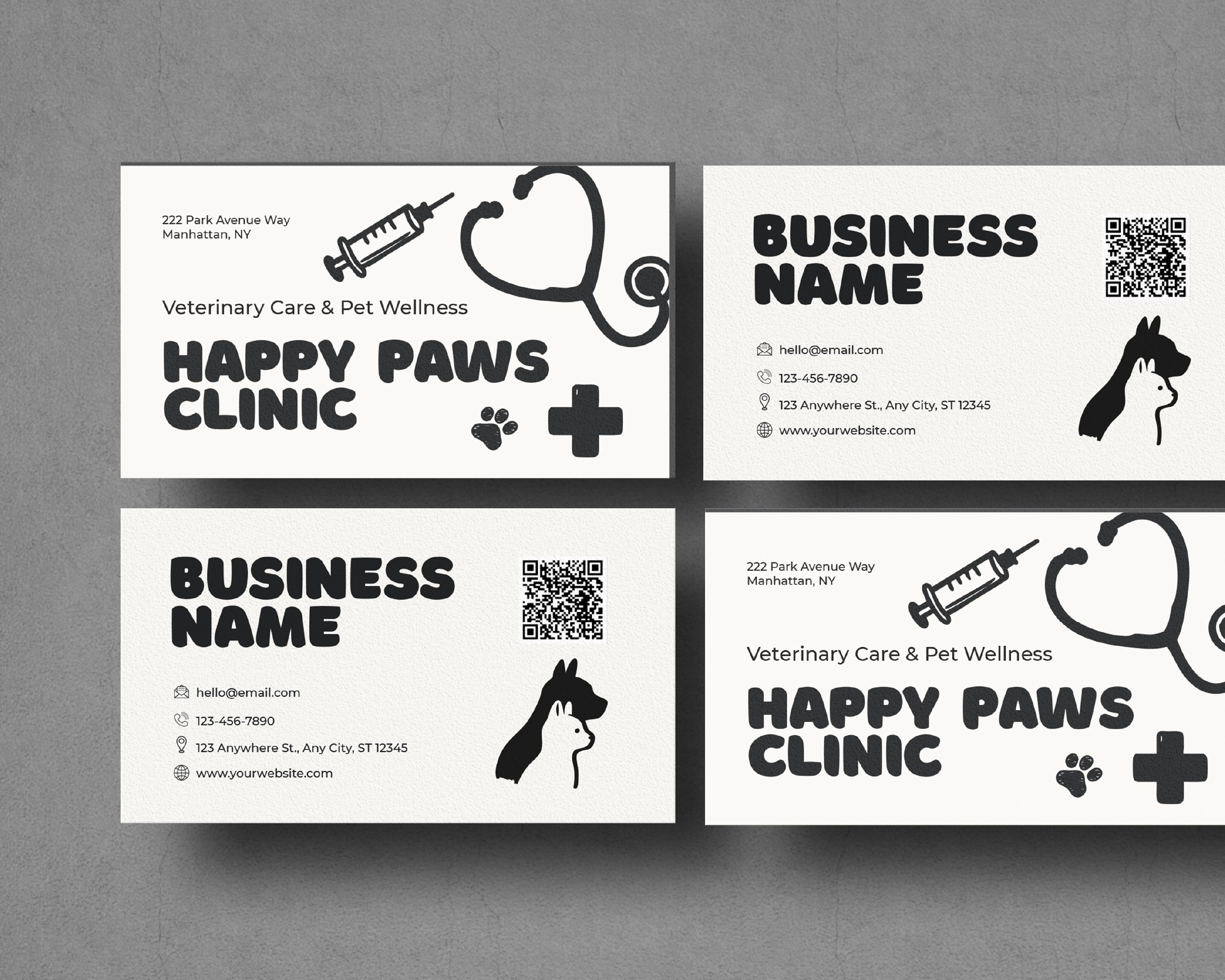 Veterinary Business Card Template: Editable Pet Clinic Design (canva ...