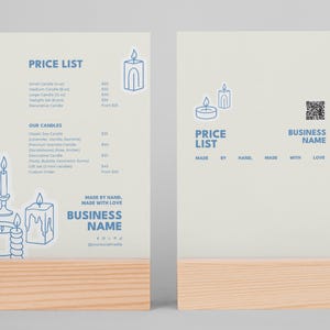 Editable Candle Price List Template: Cream & Blue Minimalist Design ...