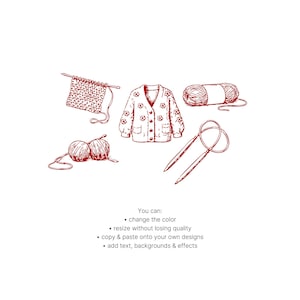 Knitting Line Art Icons | Hand-drawn Yarn & Crochet SVG PNG, Canva ...