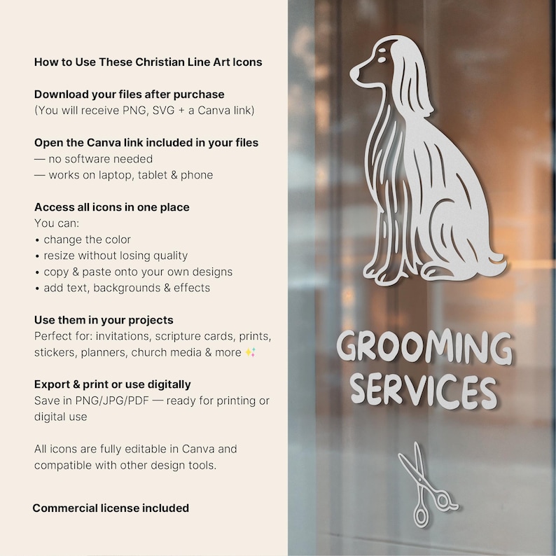 Grooming Line Drawing Dog Breed Line Art Icons | Pet Grooming Clipart (PNG, SVG, Canva) - Etsy