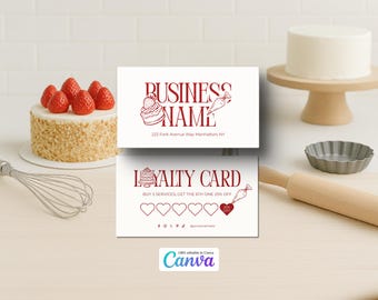 Editable Bakery Loyalty Card Template | Cake Shop Rewards Card (Canva)