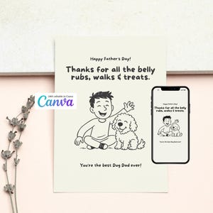 Bearbeitbare Vatertagskarte vom Hund - Lustige Hundevaterkarte - Canva-Vorlage - Druckfertiger & digitaler Download