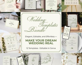 Wedding Stationery Templates: Editable Canva Bundle (Instant Download)