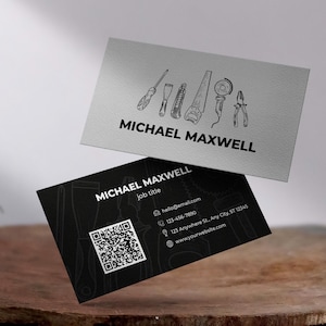 QR Code Business Card| Business Card Template | Business Card for Handyman | Canva Business Card Template | Double Sided Business Card