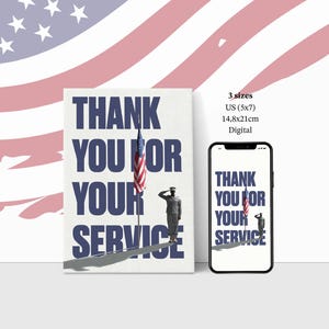 Thank You for Your Service Card | Military Appreciation Printable | Patriotic Digital Card | Memorial Day | Veterans Day | Instant Download