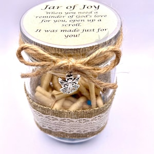 The Jar of Joy*Scripture Scrolls*Personalized Bible Verses*ENCOURAGEMENT & Inspirational Gift*Encouraging Word from God