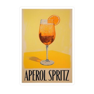Vinilo troquelado de Aperol Spritz, pegatinas retro de bebidas, decoración de bar, decoración de fiesta de verano, arte mural de cocina, regalo para amantes de los cócteles.