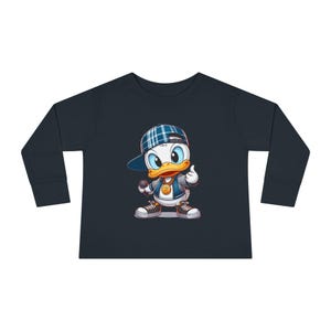 Hip Toddler Long Sleeve Tee - Cool Cartoon Character, Kids Streetwear, Fun Gift, Birthday Party, Everyday Wear