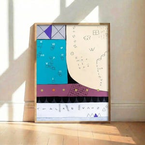 Teal Purple Geometric Abstract Poster, Modern Home Decor, Wall Art Print, Contemporary Graphic Minimalist