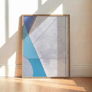 ブルーグレーの幾何学模様の抽象ポスター、モダンな壁装飾アートプリント、現代的なミニマリストホームデコレーションスタジオ