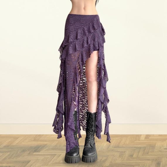 Tassel Skirt: Ruffle Lace Patchwork - Irregular Hem Summer Skirt