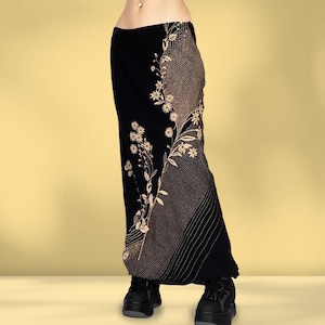 Vintage Floral Print Long Skirt for Women – Y2K Retro Low Rise, Straight Cut Midi Skirt, Harajuku Style, 90s Aesthetic Bottoms
