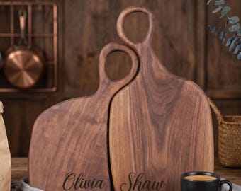Gepersonaliseerde puzzel snijplankenset, op maat gegraveerde houten kaasplank, huwelijkscadeau voor stel, cadeau 5e verjaardag, Valentijnsdagcadeau