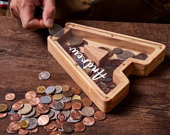 Personalized Large Wooden Kids Letter Piggy Bank Custom Name Coin Bank Custom Wood Alphabet Letter Bank Money Box Birthday Gift for Kids