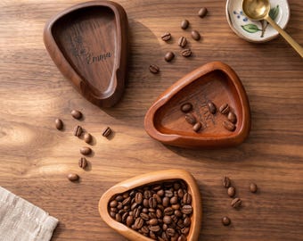Personalized Wooden Coffee Bean Dosing Tray, Custom Engraved Espresso Bean Weighing Bowl, Coffee Lover Gift, Home Barista Accessories