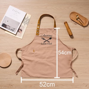 Gepersonaliseerde kinderschort, peuterschort, aangepaste schort, kleine chef-kok, keukenschort, kinderschort, keukenschort, aangepaste schort, kinderschorten Khaki-Child