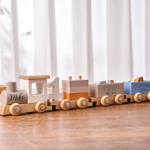 Personalized Train Toy | Wooden Train with Name | First Birthday Gifts for Boys | Custom Wooden Toy Train for Kids | Newborn Train Set