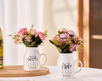 Grandma Flower Vase, First Mom Now Grandma, Grandma Gift, Custom Birth Flower Vase for Grandma, Mothers Day Gift, Grandma's Garden Vase