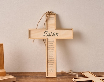 Croix de baptême personnalisée | Cadeaux de baptême | Croix en bois | Cadeaux de baptême pour garçons | Croix cadeau de baptême | Croix de baptême en bois