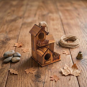 Handcrafted Wooden Hummingbird House | Natural Wood Bird Shelter for Outdoors | Hanging Bird Nesting Box | Wild Bird Lover Gift image 2
