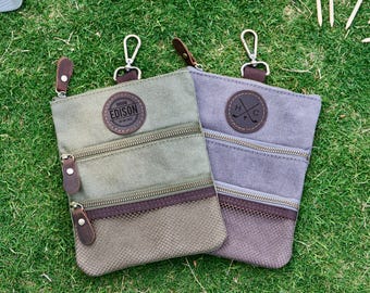 Gepersonaliseerde bruidsjonkers cadeau, aangepaste golfbal etui, leren golf tee tas, getuige cadeau, vrijgezellenfeest gunst, canvas golfaccessoire mannen