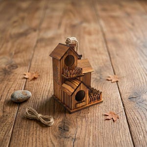 Handcrafted Wooden Hummingbird House | Natural Wood Bird Shelter for Outdoors | Hanging Bird Nesting Box | Wild Bird Lover Gift image 3