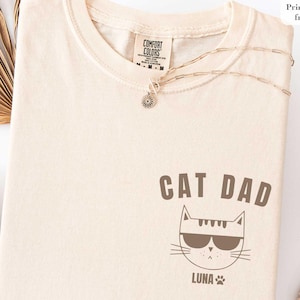 Aangepast shirt kat vader, comfortabele kleuren, T-shirt kat vader cadeaus voor kat vader Gepersonaliseerde vader kat cadeaus voor Vaderdag voor kat vader T-shirt kat vader