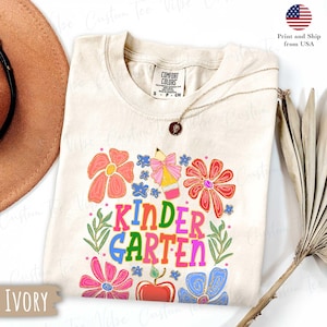 Comfort Colors® Kindergarten Shirt, Kindergarten Teacher Shirt,Kinder Crew, Kinder Garten Teacher Back to School Shirts, Pre-K Teacher
