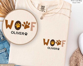 Comfort Colors® Individuelles Hundehalsband mit Hundenamen, Vatertagsgeschenk für Hundevater, Hundeliebhaber Geschenke, Hundebesitzer T-Shirt, Hundevater Geschenk