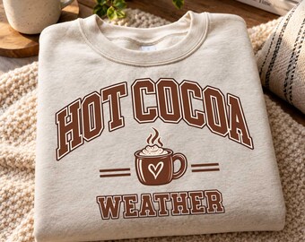 Retro Holiday Season Sweatshirt, Hot Cocoa Christmas Sweater, Cozy Winter Crewneck, Womens Xmas Shirt, Family Christmas Gift