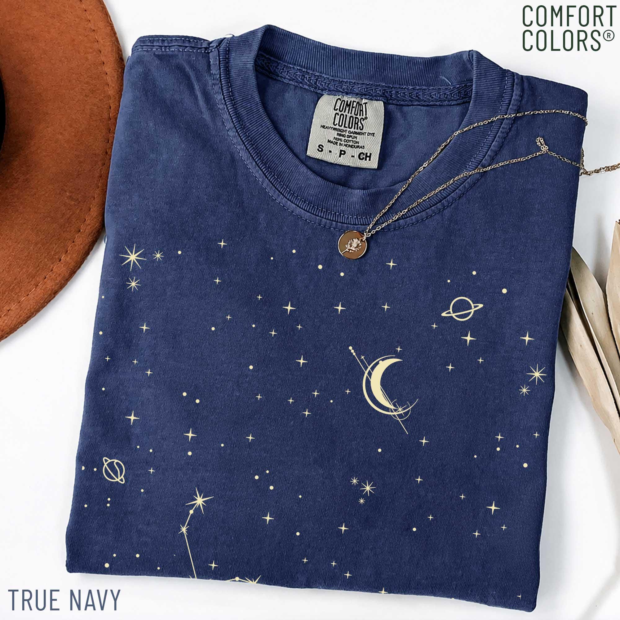 Minimal Moon Constellation Graphic Tee,comfort Colors® Celestial
