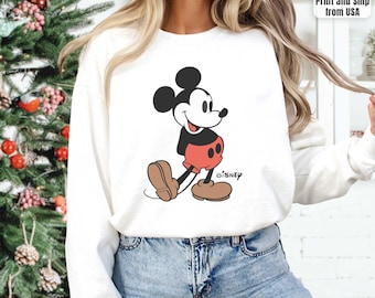 Disney Vintage Mickey Mouse Sweatshirt,Festive Vintage Disney Mickey Mouse Shirt, Disneyworld Holiday Vacation,Holiday Disney Retro Sweater