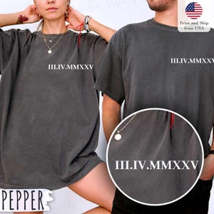 Comfort Colors® Roman Numeral T-shirt, Matching Couples Outfit, Honeymoon Shirt, Wedding Tee Custom Anniversary Date Shirt
