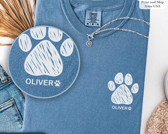 Comfort Colors® Individuelles Hundehalsband mit Hundenamen, Vatertagsgeschenk für Hundevater, Hundeliebhaber Geschenke, Hundebesitzer T-Shirt, Hundevater Geschenk
