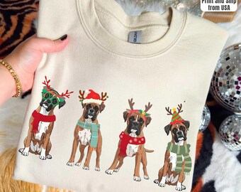 Christmas Boxer Sweatshirt, Christmas Dog Owner Shirt, Boxer Shirt, Dog Christmas Shirt, Boxer Lover Shirt, Dog Mom Shirt,Dog Dad Shirt